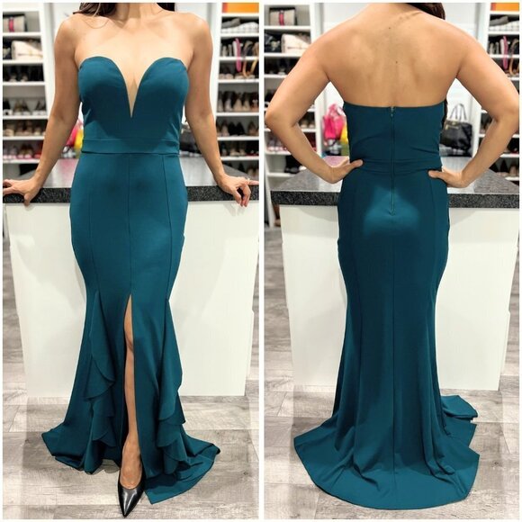 Symphony Dresses & Skirts - NWT Symphony Teal Green Ruffled Strapless Formal Gown $178
